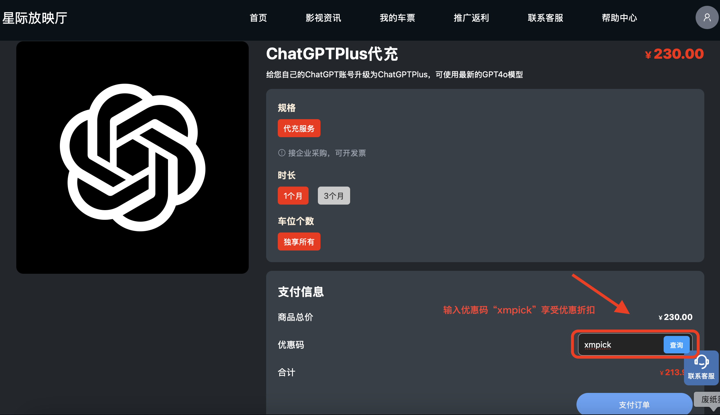 ChatGPT Plus 代充值明细